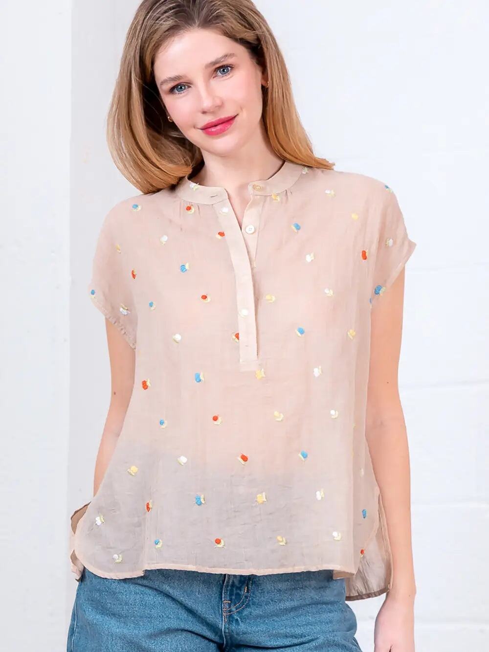Dolman Sleeve Embroidery Top